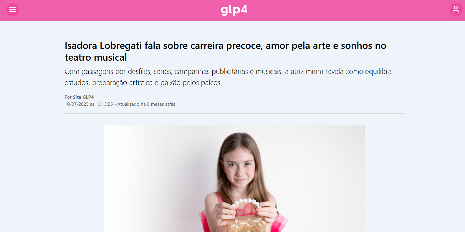 Matéria sobre Isadora Lobregati — GLP4